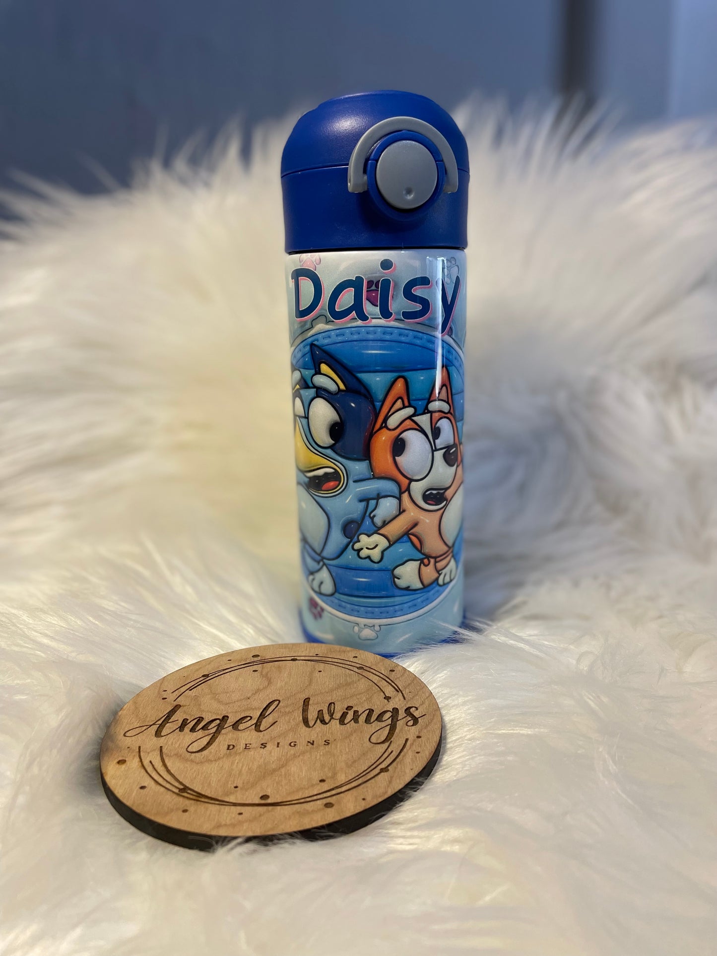 Customizable-12 oz - 3D Blue dog in blue circle tumbler