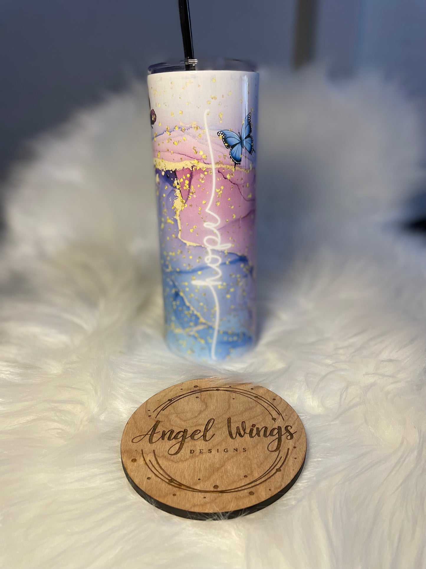 Customizable- 20 oz Faith Hope Love butterfly tumbler