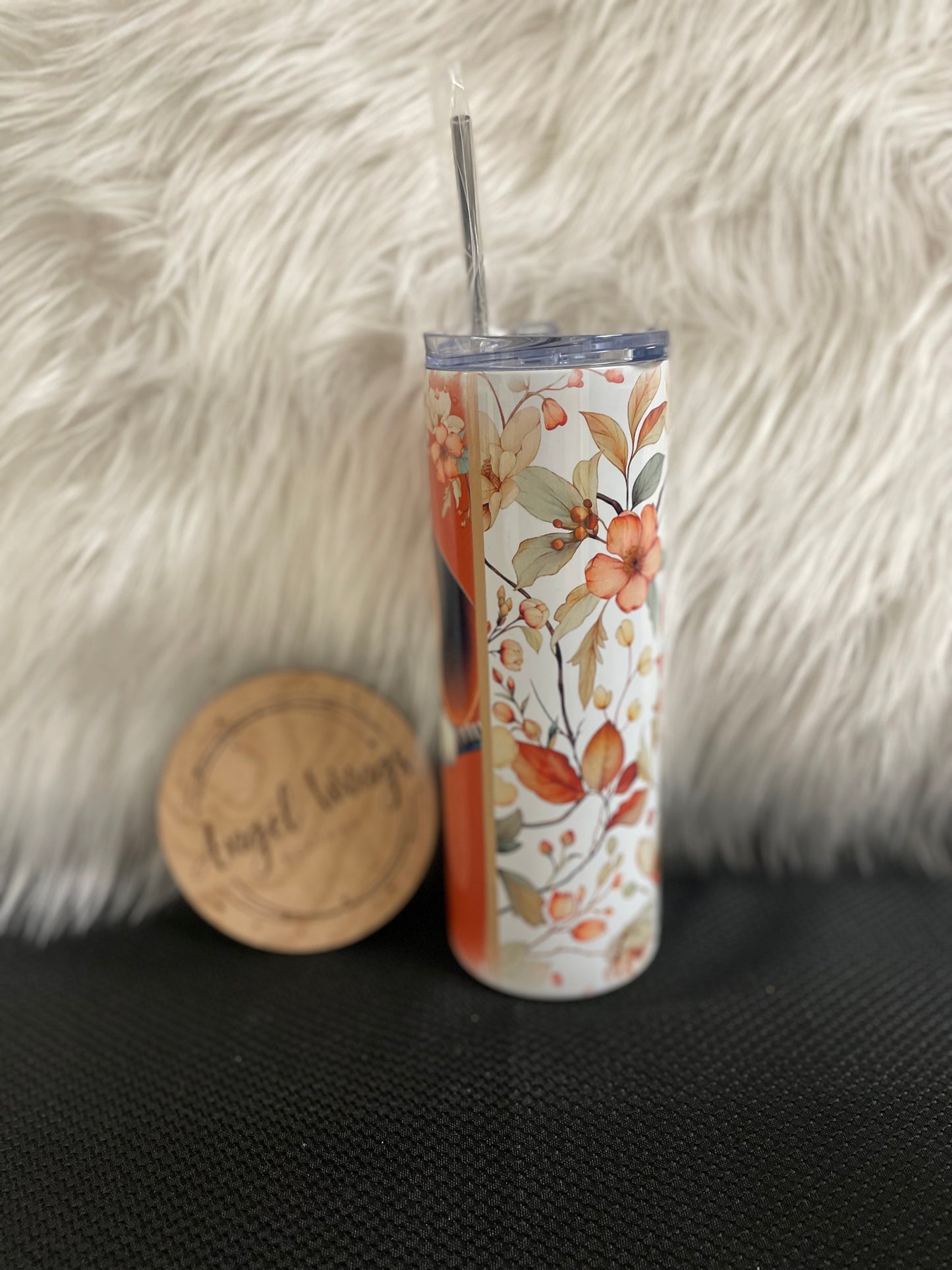 20 oz Brown beagle with flowers tumbler