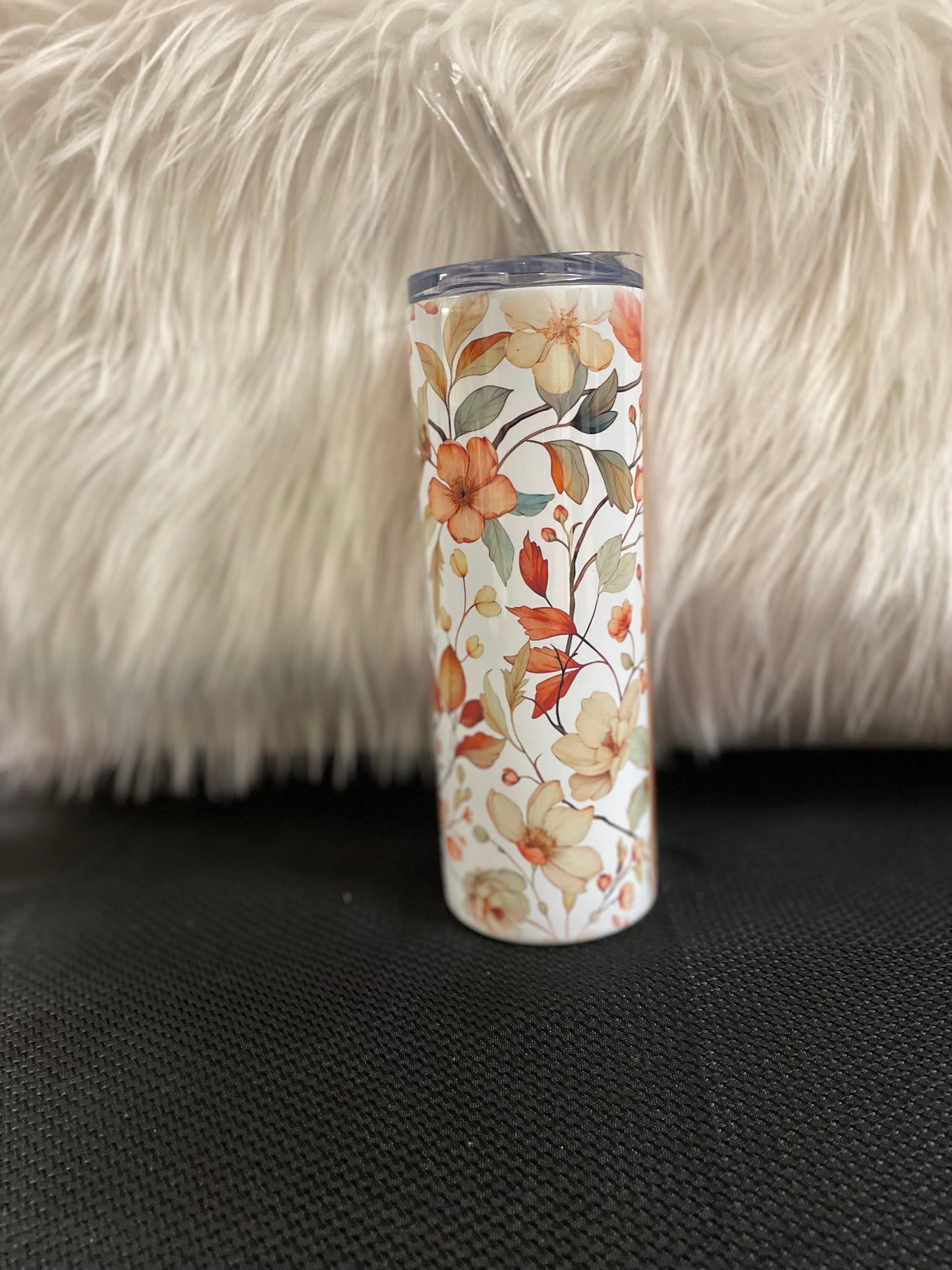 20 oz Brown beagle with flowers tumbler