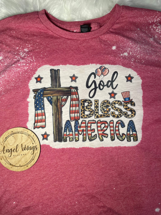 Customizable-God bless America with cross