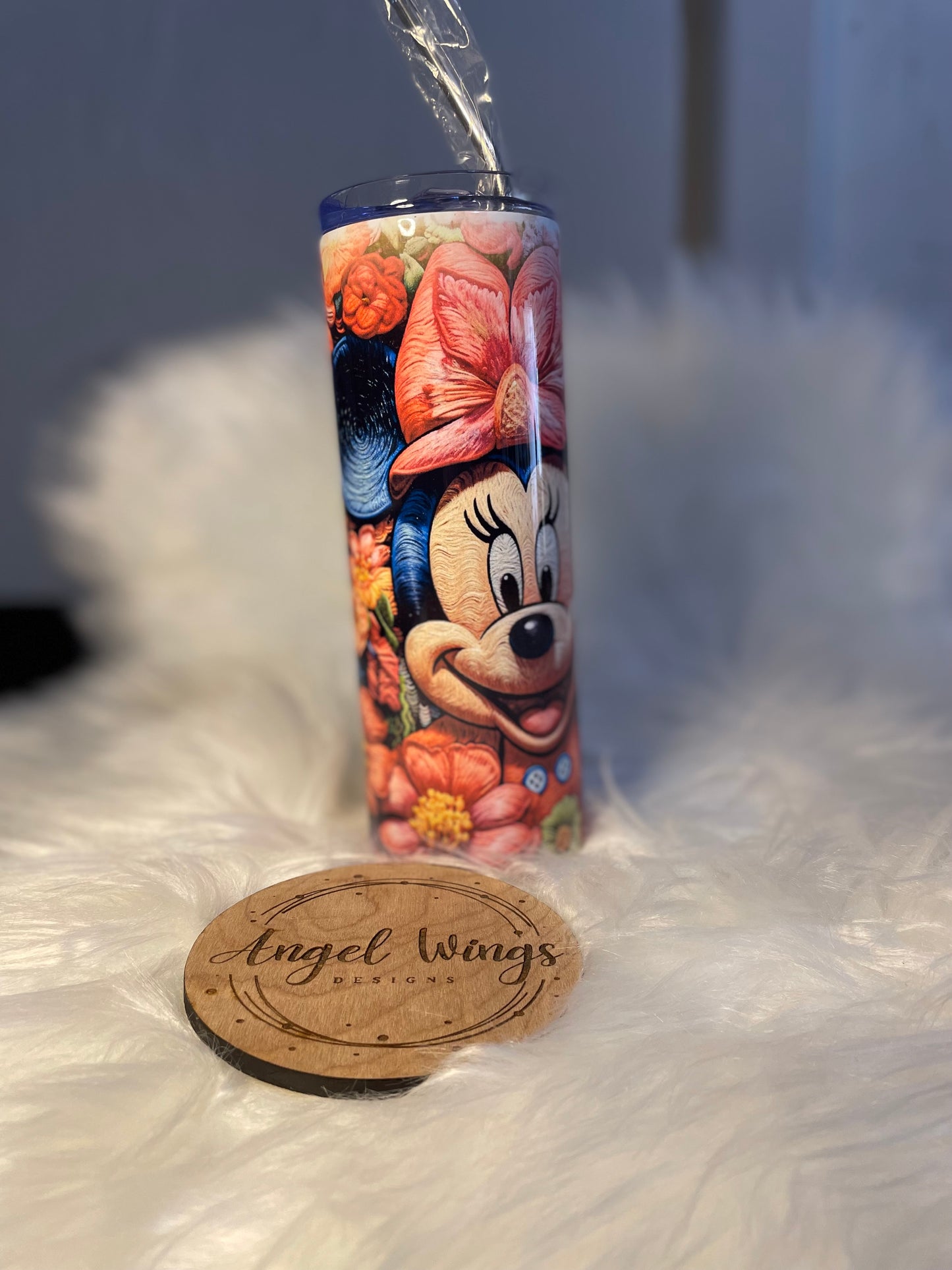 20 oz 3D Girl Mouse Embroidered Tumbler