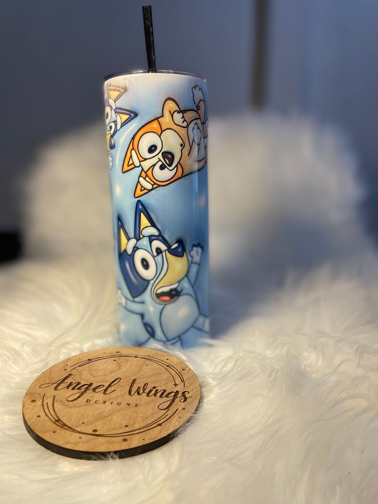 Customizable-20 oz 3D Blue Dog Tumbler