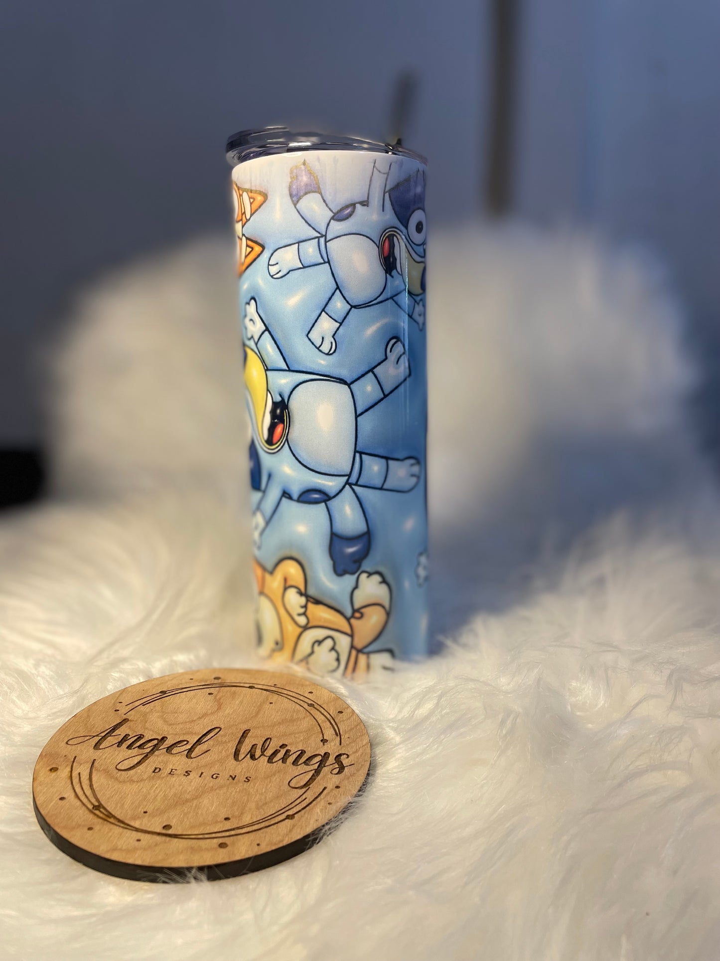 Customizable-20 oz 3D Blue Dog Tumbler