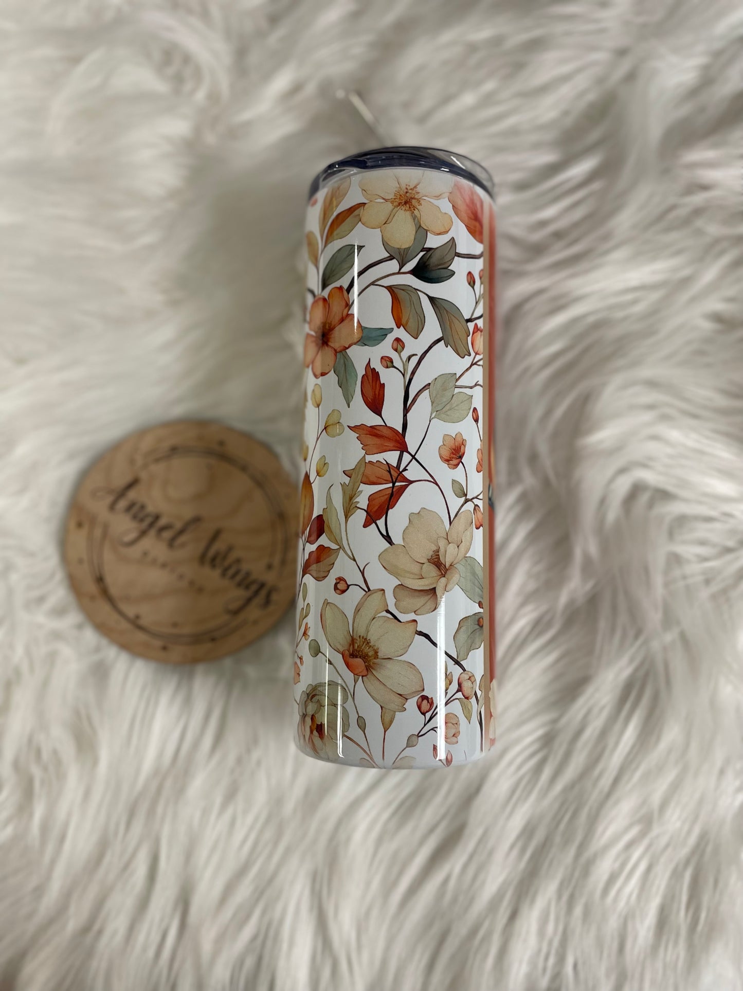 20 oz Brown beagle with flowers tumbler