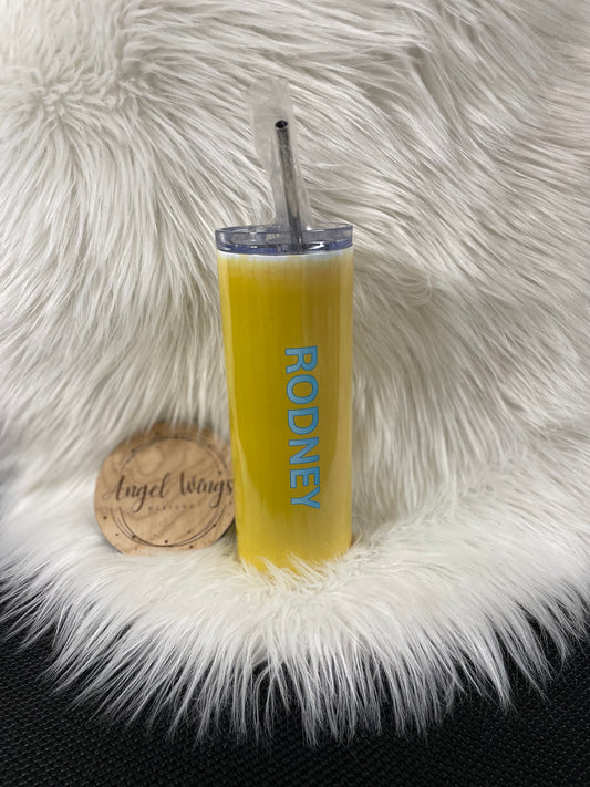 20 oz Tumbler yellow design with personalized name