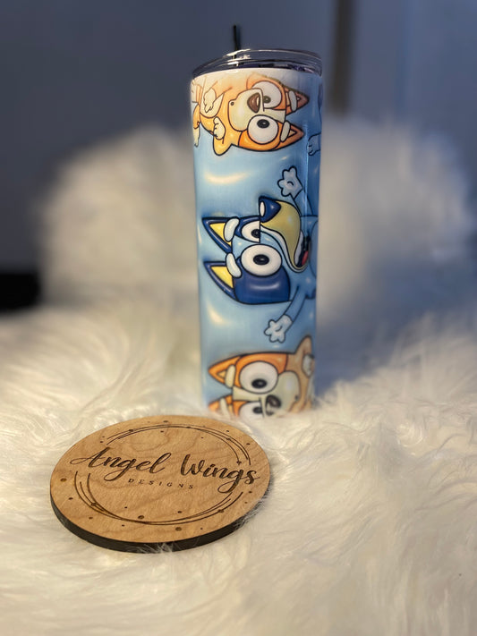 Customizable-20 oz 3D Blue Dog Tumbler